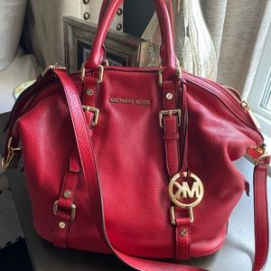 🌺 AUTHENTIC Michael Kors Satchel hand bag in red genuine leather
